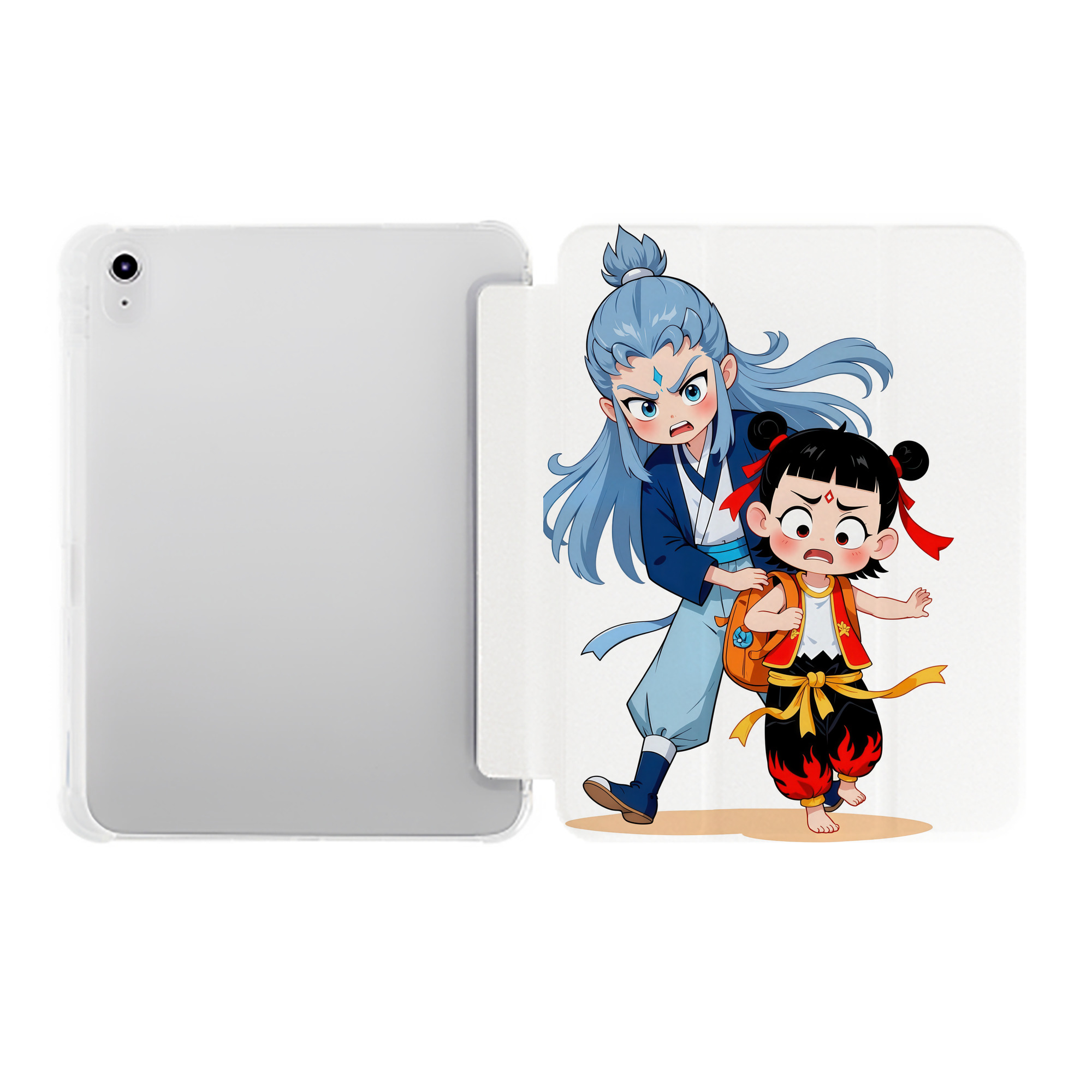 （画像用） Ne Zha 2 ナタ 魔童の大暴れ IPad ケース ペン収納付き 三つ折りスタンド PUレザー×シリコン 対応機種9.5/10.5/10.9インチ